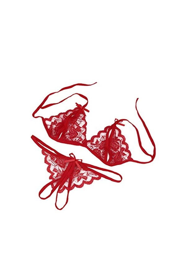 HELLORSOON String Ficelle Femme Sexy Respirabilité en Dentelle Coupe Française String Dentelle Transparent Érotique Romantiqu