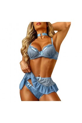Lingerie Sexy Femme Body et Combinaison Les Femmes Bra Eyelash Thong Ensemble Lingerie Sexy Dentelle Sexy Creux sous-vêtement