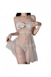 ADMAY 2023 New y/2/k Style Lingerie Femmes Sexy Open File Pyjamas Bow Sling Nightdress Home Service Suit Ensemble Lingerie No