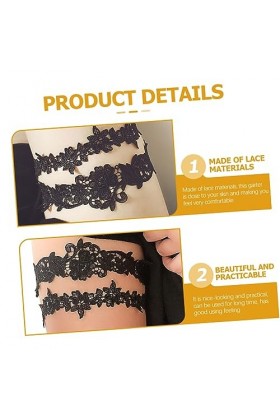 GALPADA Décoration De Mariée 2 Pièces Dentelle Jambe Anneau Jarretière De Bal Jarretières De Mariage Noir Élastique Jambe Cei