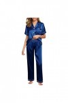 Ensemble de pyjama en soie pour femme - Ensemble de vêtements de nuit sexy - Sans manches et courtes - Sous-vêtements - Robe 