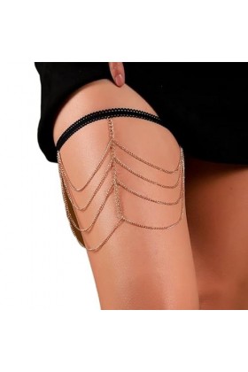 Boho Style Multi Layer Cuisse ChaîNe Jambe Corps ChaîNe Harnais Gothique Jambe JarretièRe Mode Plage Rave Partie Corps Fourni
