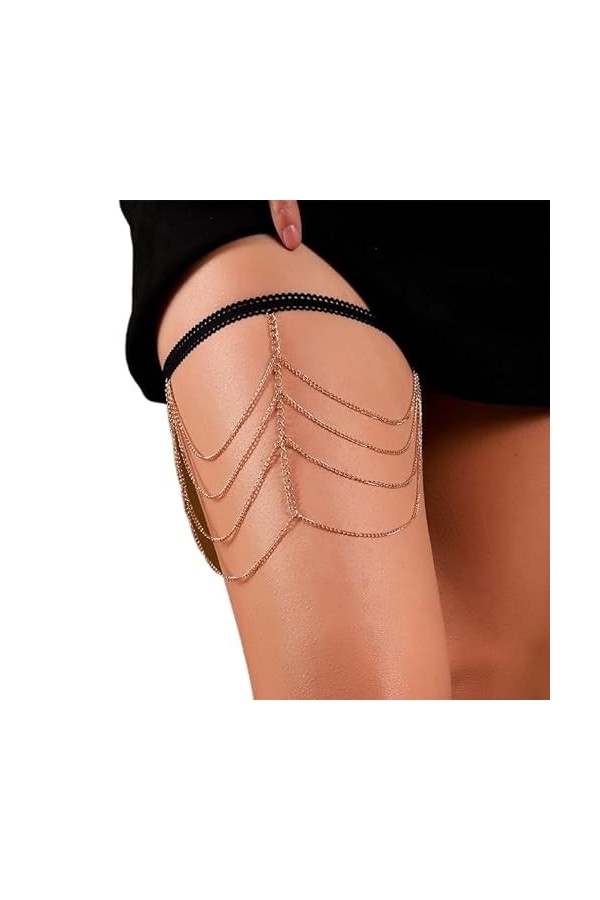 Boho Style Multi Layer Cuisse ChaîNe Jambe Corps ChaîNe Harnais Gothique Jambe JarretièRe Mode Plage Rave Partie Corps Fourni