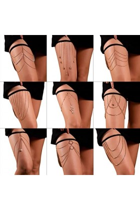 Boho Style Multi Layer Cuisse ChaîNe Jambe Corps ChaîNe Harnais Gothique Jambe JarretièRe Mode Plage Rave Partie Corps Fourni