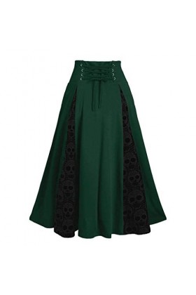 Vêtements médiévaux pour femme - Taille haute - Plissée punk - Jupe gothique victorienne - Renaissance rétro - Costume dHall