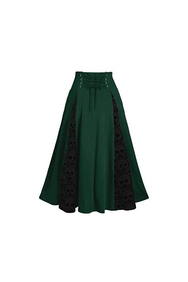 Vêtements médiévaux pour femme - Taille haute - Plissée punk - Jupe gothique victorienne - Renaissance rétro - Costume dHall