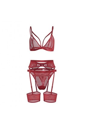 Lingerie Sexy Femme Body et Combinaison Soutien-Gorge sous-vêtementPolyesterSolid Three PiecesDaily Woman Lingerie Sexy Cuir 