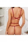 Femme Sexy Lingerie Dentelle Bretelles Sous-vêtements Sexy Sous-vêtements Body Rouge Femme Sexy, Bordeaux, XXL