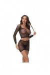 UOWEG Ensemble de sous-vêtements de Pyjamas Transparents pour Femmes en Maille avec Jupe Sexy Lingerie Originale Black, One 