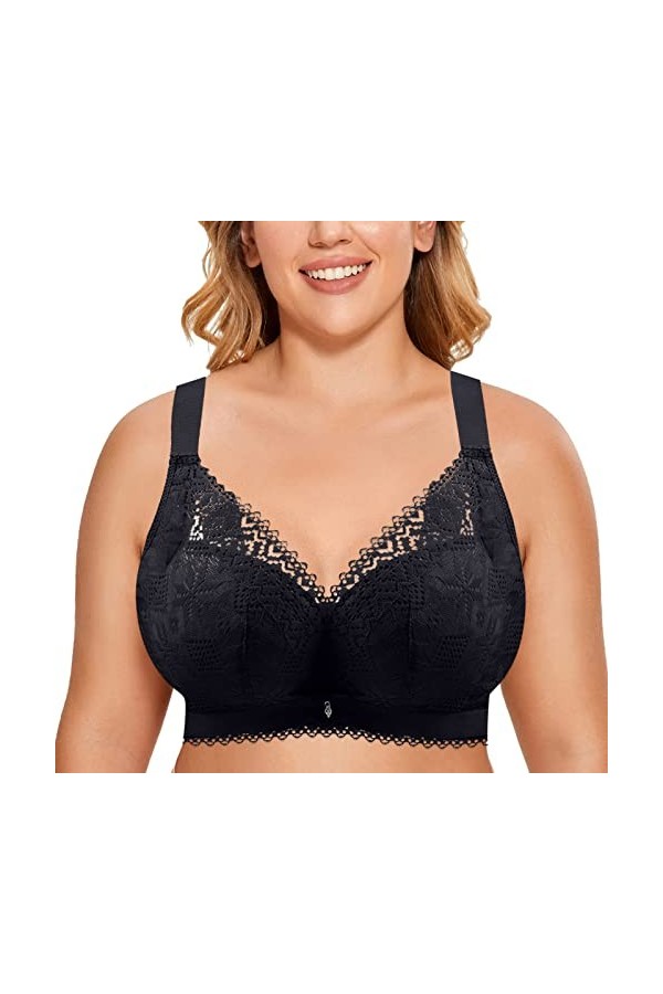 HANXIULIN Soutien-gorge à fermeture avant pour femme - Amovible - Transformable - Grande taille - Soutien-gorge push-up confo