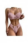 Dentelle Impression Maille Lingerie Dentelle Lingerie Deux pièces Ensemble sous-vêtements Sexy Lingerie Sexy Latex Pink, XXX