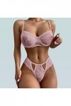 Dentelle Impression Maille Lingerie Dentelle Lingerie Deux pièces Ensemble sous-vêtements Sexy Lingerie Sexy Latex Pink, XXX