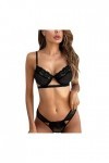 liaddkv Ensemble de sous-vêtements sexy en dentelle pour femme, Noir , S