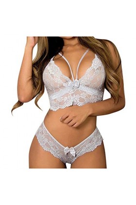 Lingerie Femmes Ensemble Feminine Sexy pour Dames String Culotte en Dentelle féminine Dentelle Hot Chaude Nu Sexy Grande Tail