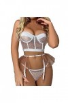 ZDJSWJ sous-vêtements à Lacets en Maille pour Femmes Soutien-Gorge en Dentelle et Culotte Ensemble Lingerie Teddy Doll Combin