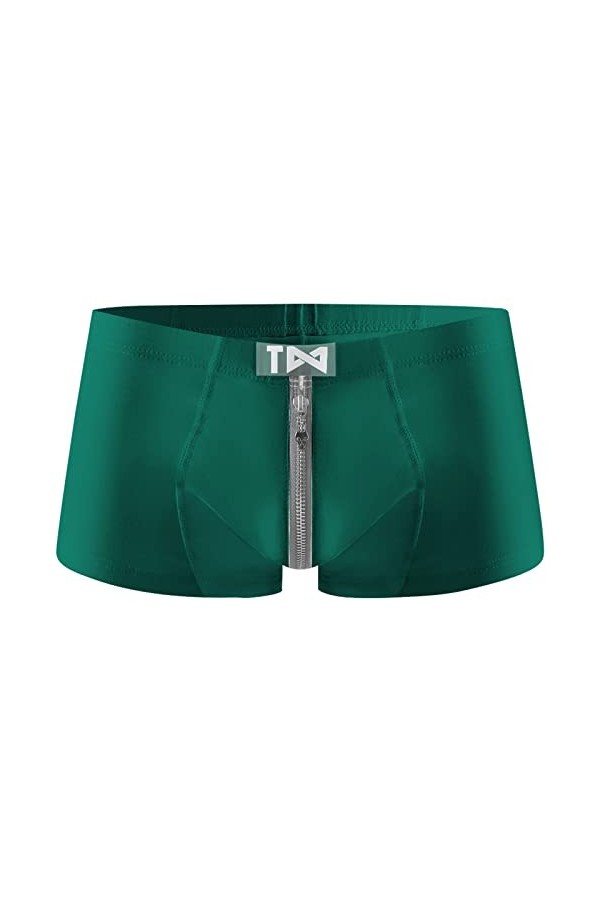 CreoQIJI Sous-vêtement sexy pour homme - Taille basse - Motif Ice Thread, vert, XL