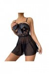 Générique Lingerie Sexy Femme Chemise de Nuit Sexy séduisante en Dentelle pour Femmes sans Lacet, y Un Pantalon String Linger