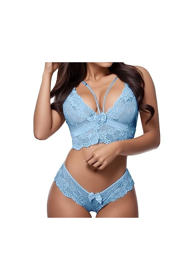 Zannycn Ensemble de lingerie sexy pour femme - Ensemble de sous-vêtements en dentelle - Lingerie érotique - Lingerie flirty -