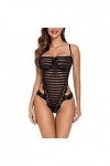 Pyjama Femme Sexy Chic Ensemble de Lingerie Sexy avec col de Soutien-Gorge évidé et Ceinture tissée pour Femme Nuisette Sexy 