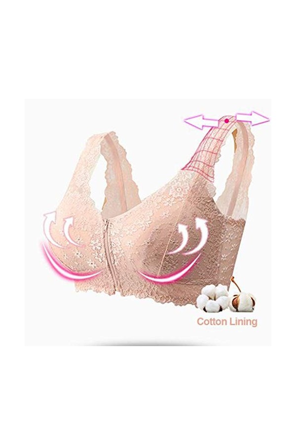 Lingerie Sexy Femme Coquine Hot Grande Taille Ajustable Avant Soutien-Gorge pour Femmes Sommeil Extra Elastic Dentelle Large 