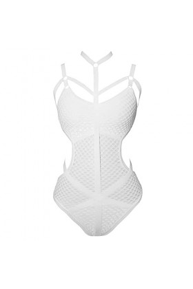 Ensemble de lingerie ultra fine et sexy en maille avec bretelles transparentes et lingerie sexy, Blanc., S