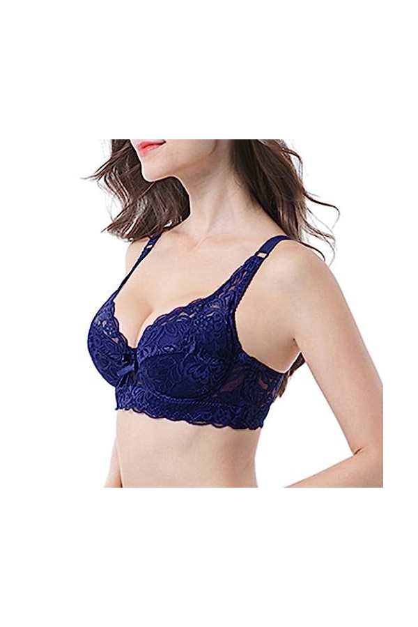 sous-vêtements Sexy en Dentelle froncée pour Femmes avec Bretelles de Soutien-Gorge Body Minceur Blue, 95B 