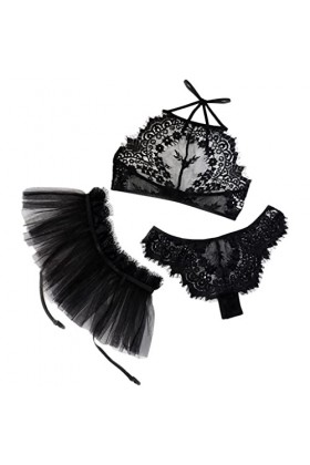 Sous-vêtement sexy pour femme - Mini jupe avec soutien-gorge à bretelles, Noir , L