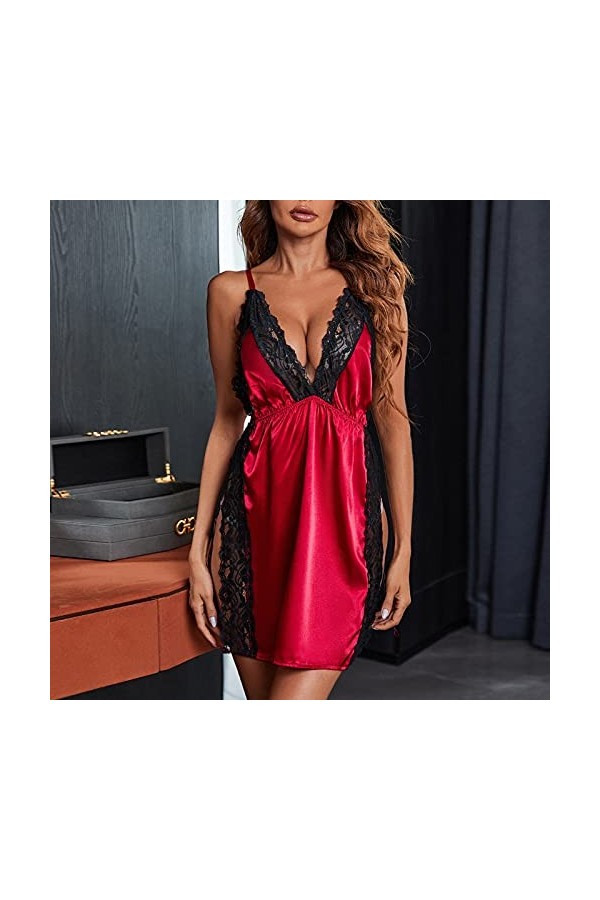 Ensemble de lingerie sexy pour femme, rouge, XL