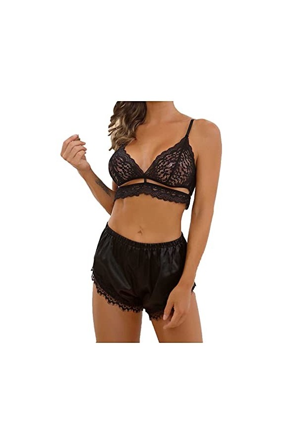 LDadgf Jarretière en dentelle, sous-vêtements sexy et tendance - Avec anneau en acier - Grandes tailles sexy noir, S 