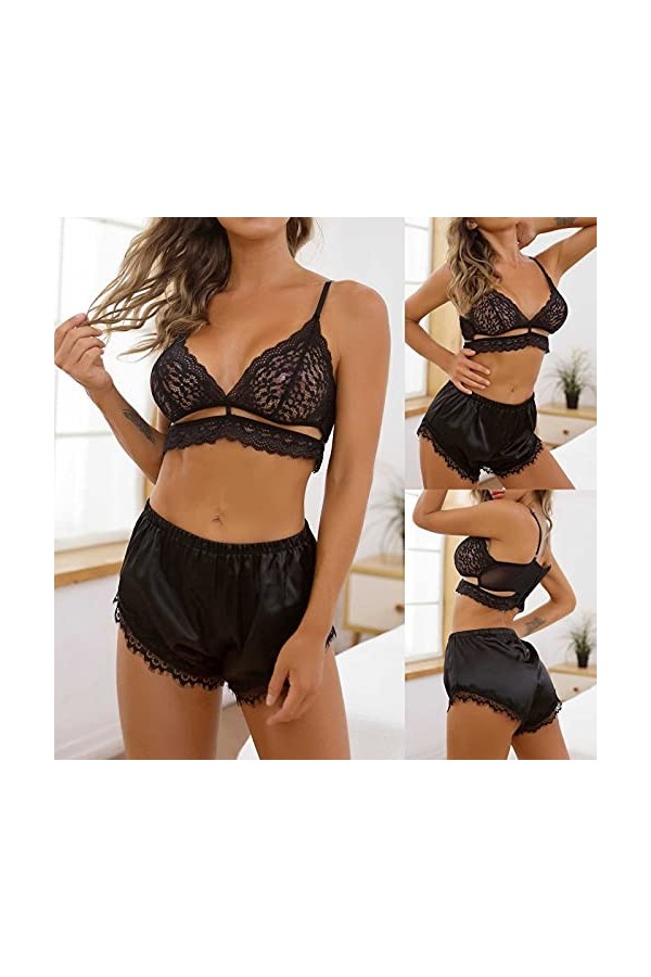 LDadgf Jarretière en dentelle, sous-vêtements sexy et tendance - Avec anneau en acier - Grandes tailles sexy noir, S 