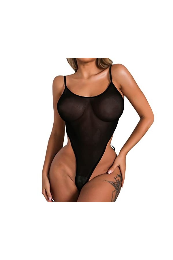 Fulidngzg Lingerie sexy pour femme - Ouvert - Dentelle - Lingerie sexy SM - Nuisette - Body en maille transparente - Lingerie