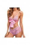 Ensemble de lingerie sexy en dentelle pour femme - Rose clignotant - Lingerie sexy en latex, Rose, M