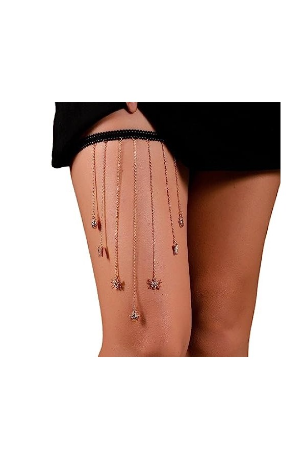 Boho Style Multi Layer Cuisse ChaîNe Jambe Corps ChaîNe Harnais Gothique Jambe JarretièRe Mode Plage Rave Partie Corps Fourni