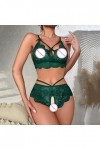 Générique Femmes Sexy Dentelle Lingerie Culotte Deux Pièces Fleur Voir À Travers Ensemble Lingeries Coquines Et Sexy Green, 