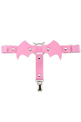 Porte-jarretelles style punk rock chauve-souris en cuir PU Hip Hop Dance Club bar sexy jambe anneau cheville jarretière clip,