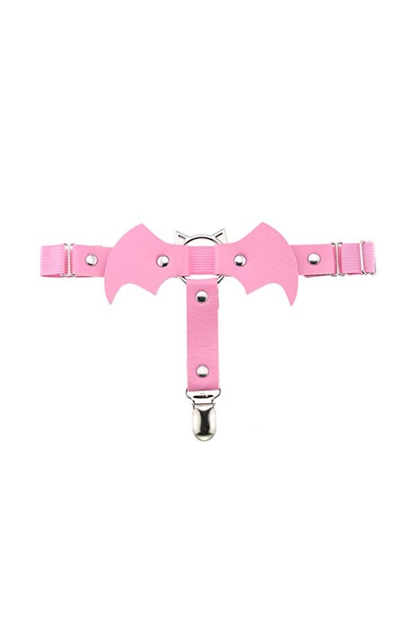 Porte-jarretelles style punk rock chauve-souris en cuir PU Hip Hop Dance Club bar sexy jambe anneau cheville jarretière clip,