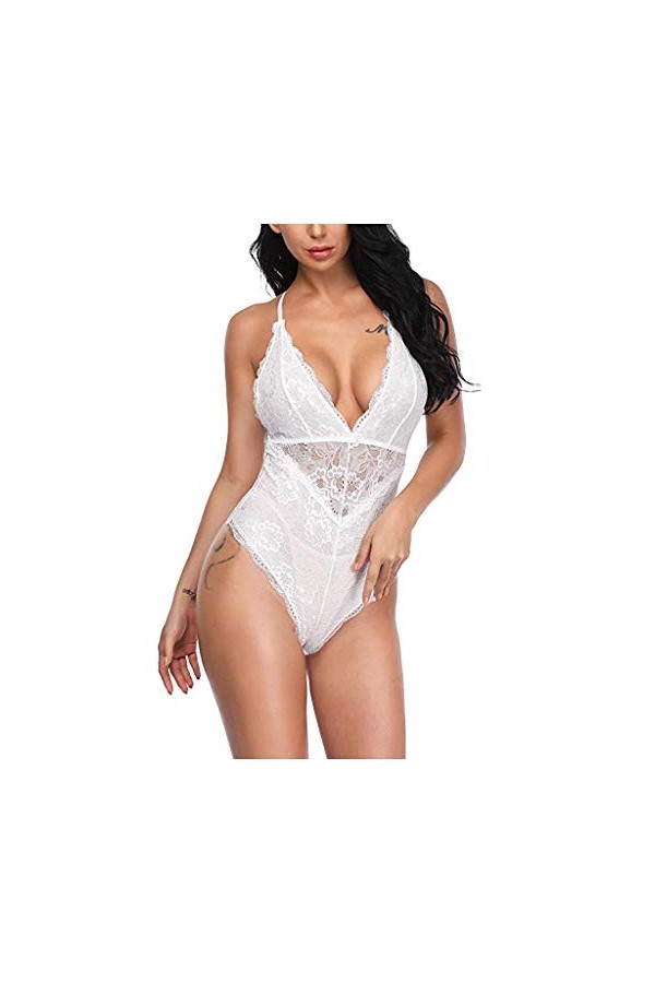 UOWEG Nouvelles Femmes Dentelle col en v Profond Dos Lingeie Body Teddy sous-vêtements Combinaison Combinaison Sexy Ouverte 
