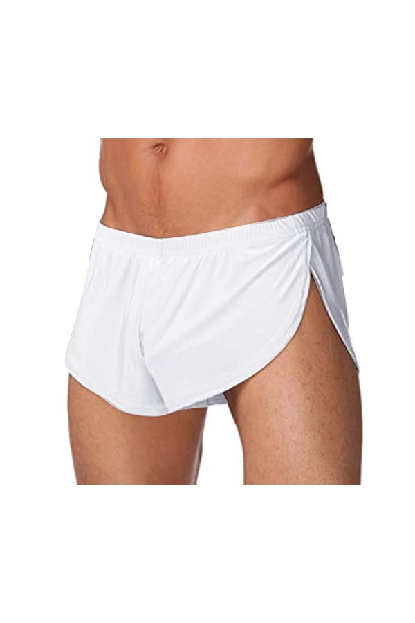 Short léger et lisse pour homme, sexy, confortable, décontracté, couleur unie, Blanc., M