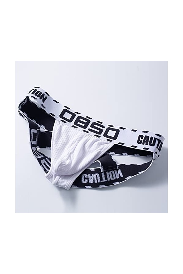 LOIJMK Tanga Fun Low Waisted Four Fold Pants Maillot de bain pour homme, Blanc., XXL