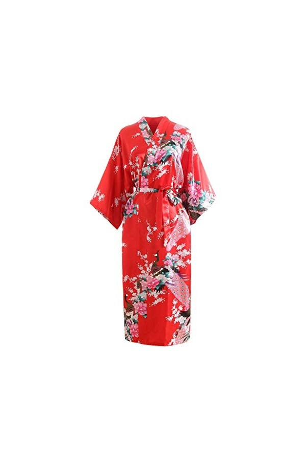 IKFIVQD Lingerie sexy pour femme, robe de chambre kimono à imprimé sexy, Rouge, taille unique