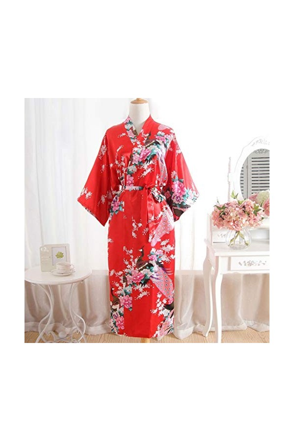 IKFIVQD Lingerie sexy pour femme, robe de chambre kimono à imprimé sexy, Rouge, taille unique