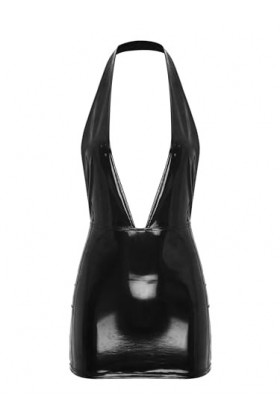 Mufeng Robe Femme Sexy Mini Robes Lingerie Col en V Cocktail Clubwear Wetlook Tenue Sexy Coquin Hot Femme Noir XL