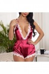 liaddkv Femmes Sexy Dentelle Dentelle Lingerie Dos Stretch Sling Bodysuit Pyjama Robe Lingerie Sexy, rouge, XXL