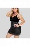 PANPANY Lingerie sous-vêtements Sexy Nightdress Dentelle Pyjama Sleepwear String Adolescente Fille Black, XL 