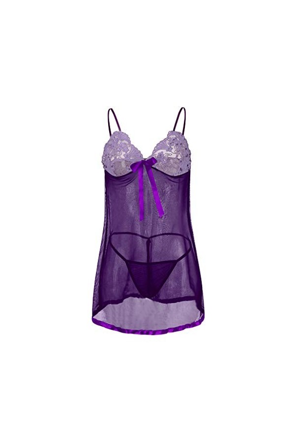 PANPANY Femmes Dentelle Sexy Lingerie caleçon Chemise de Nuit Jupe Pyjama Ensemble de sous-vêtements Menstruelle Chien Staff 