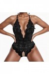 HERSIL Ensemble de lingerie sexy en V profond pour femme - Soutien-gorge sexy - Dentelle - Soutien-gorge gothique et slip dos