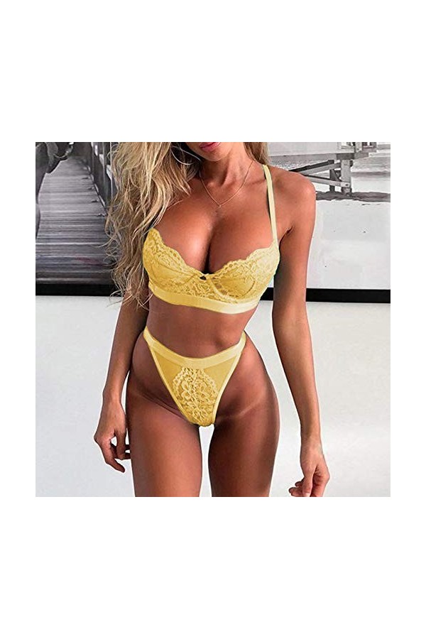Lingerie Sexy Ensemble Femme Erotique Vêtements De Nuit Dentelle sous-Vetements Sexy Ensemble Soutien Gorge et String 2 Pièce