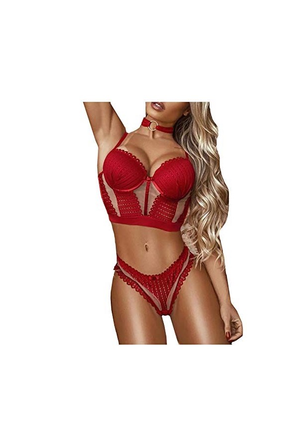Femme Vêtements De Nuit Sexy Ensemble Soutien Gorge et String 2 Pièce Lingerie Sexy Ensemble Dentelle sous-Vetements Erotique