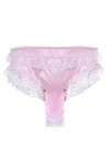 UOWEG Sexy Mens Lace Briefs Open Butt Low G-String Thong sous-vêtements Culottes Mannequin Lingerie Pink, L 