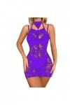 UOWEG Sexy Sling Mesh Tight Hollow Hip Wrap Dress W533 Lingerie Déchirable Purple, One Size 